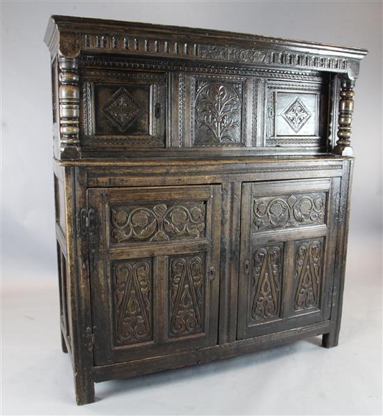 A late 17th century oak court cupboard, W.5ft 2in. D.2ft H.5ft 6in.